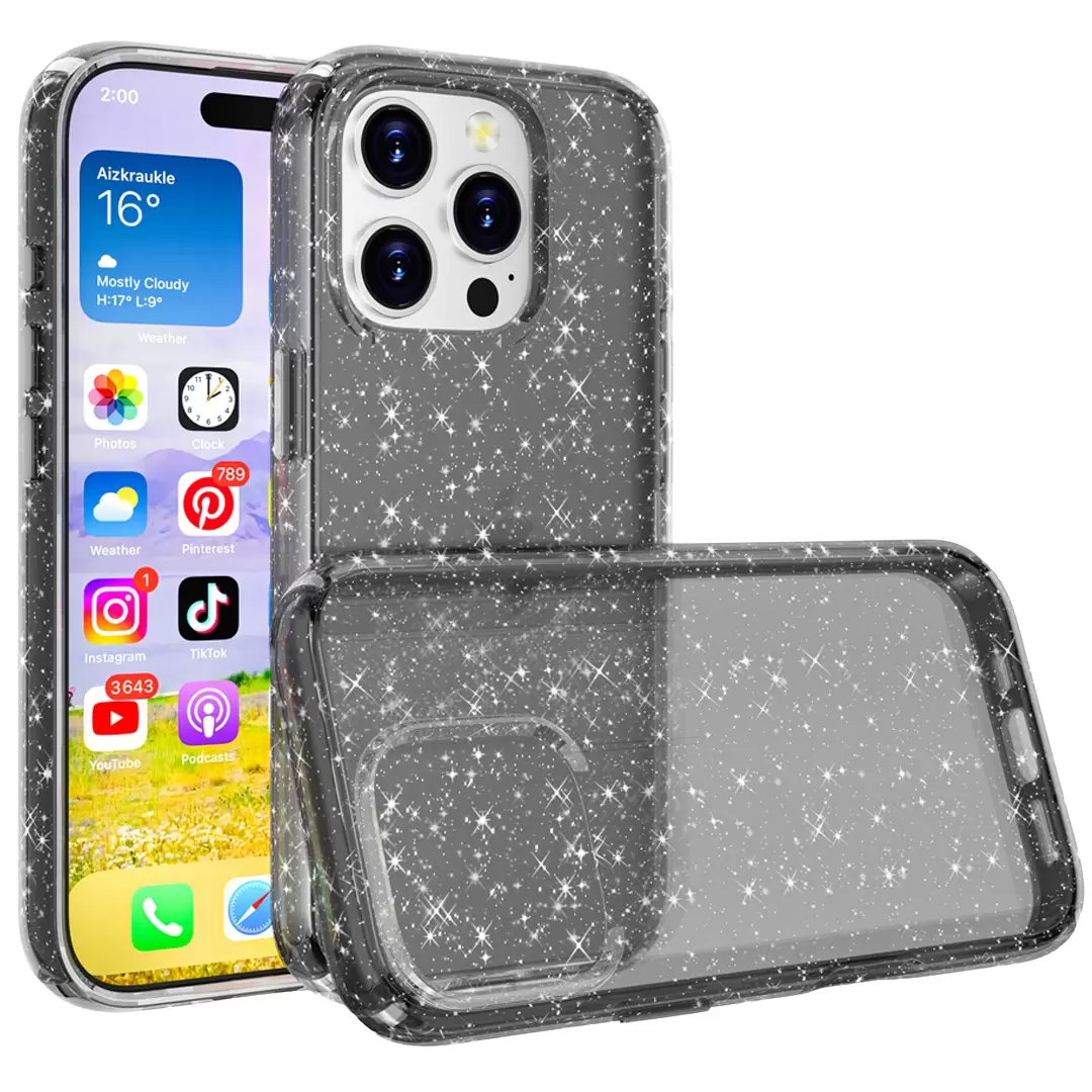 iPhone 16 Pro Max Fleck Glitter Case Black