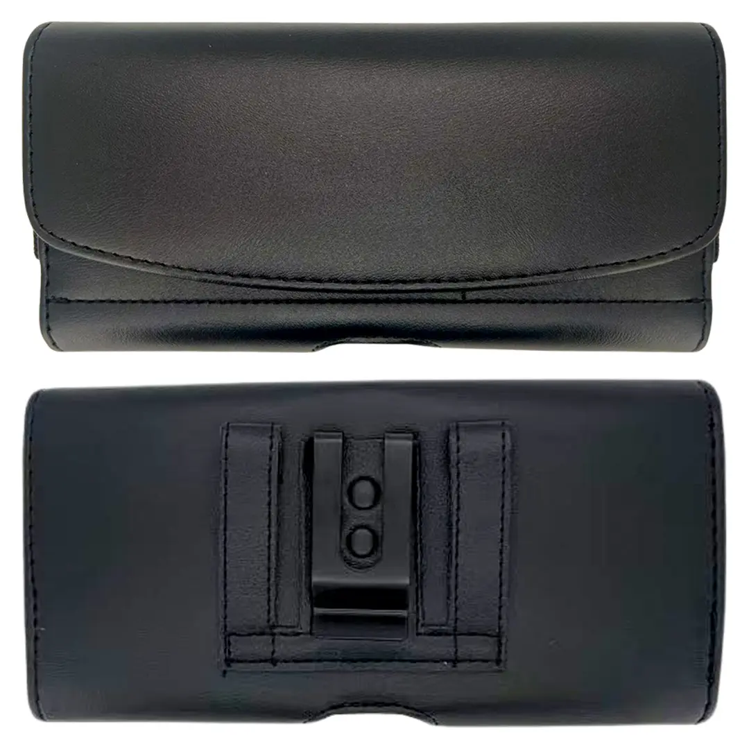 Horizontal Leather Card Holder Pouch Black 6.3 inch