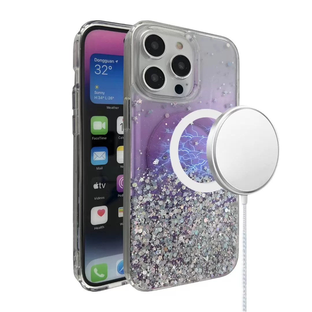 iPhone 13 Pro Max/iPhone 12 Pro Max Bling MagSafe Twotone Eco Purple