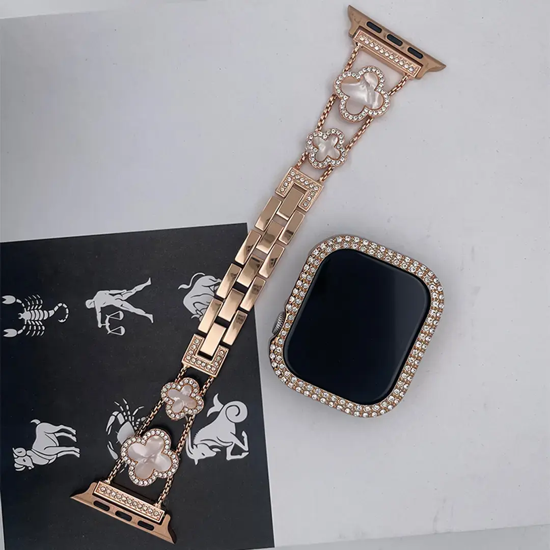 Apple Watch S10 42mm case Double Row Diamond Rose Gold