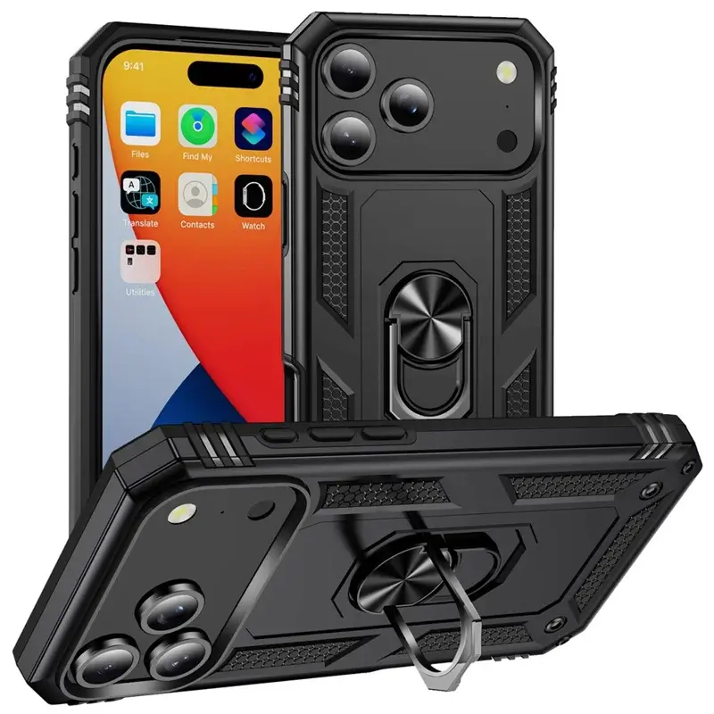 iPhone 17 Pro Max 2in1 Ring Stand Case Black