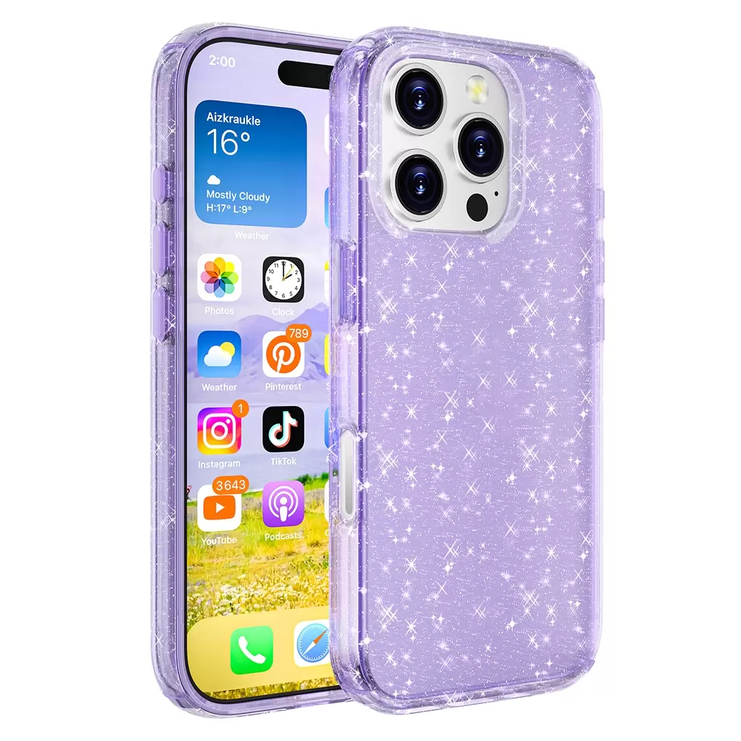 iPhone 15 Pro Max/iPhone 14 Pro Max Fleck Glitter Case Purple