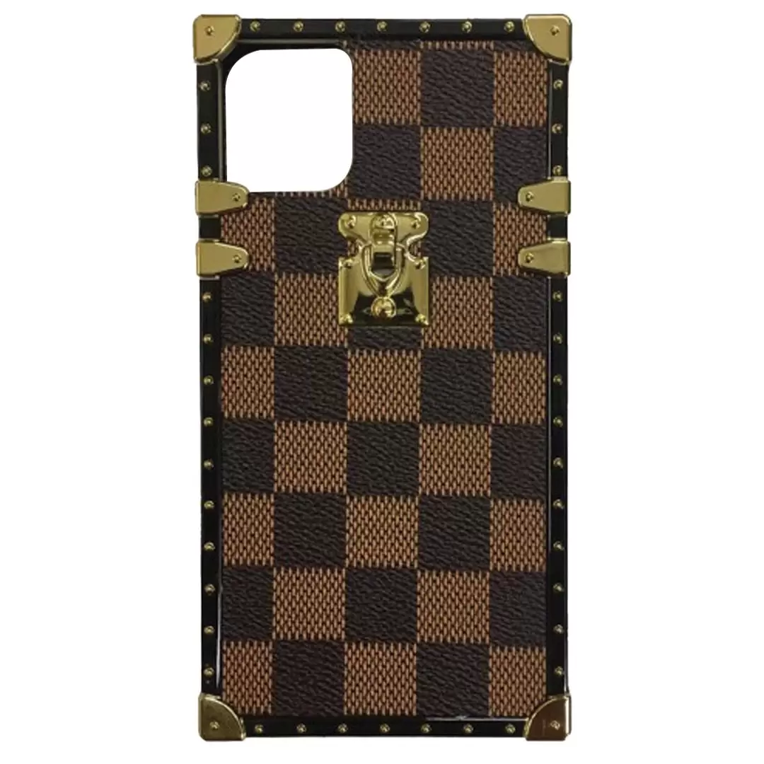 iPhone 15/iPhone 14/iPhone 13 Box Square Checker Brown