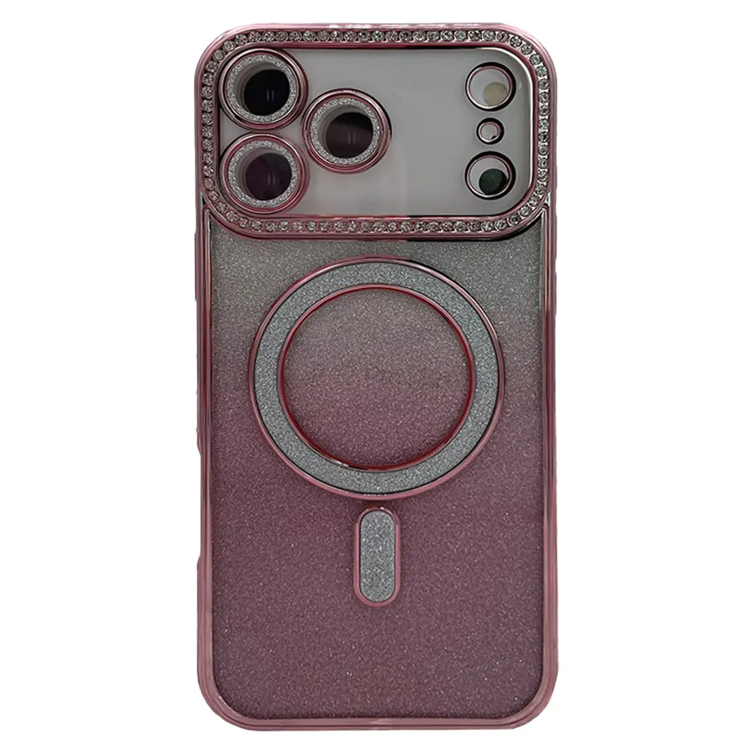 iPhone 17 Pro Max Magsafe Clear Case Diamond with Camera Protection Rose Gold
