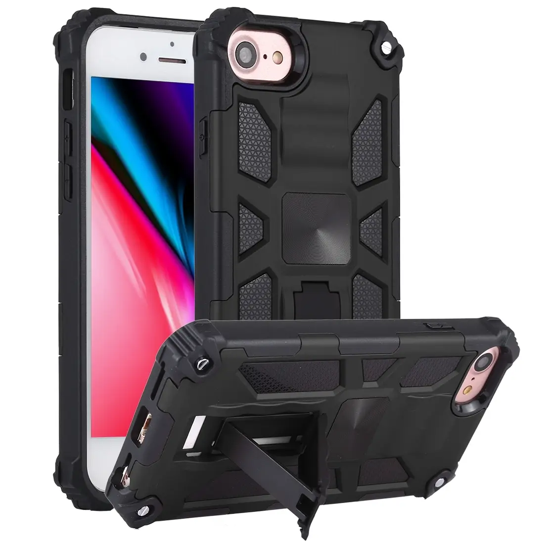 iPhone 8/7/6 Vertical Kickstand TPU Corner Edges Case Black