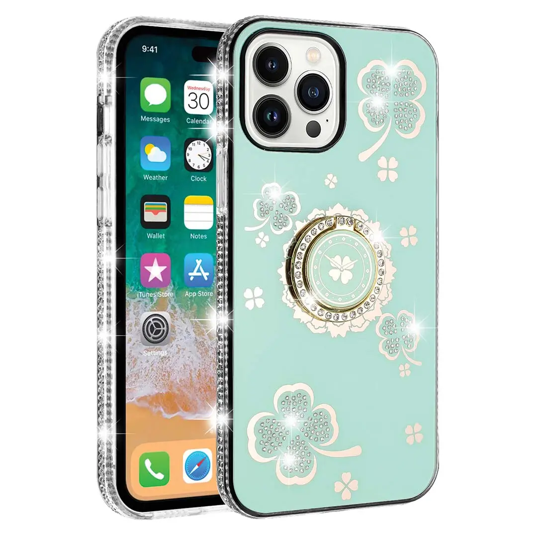 iPhone 16 Pro Bling Diamond Lucky Case Green