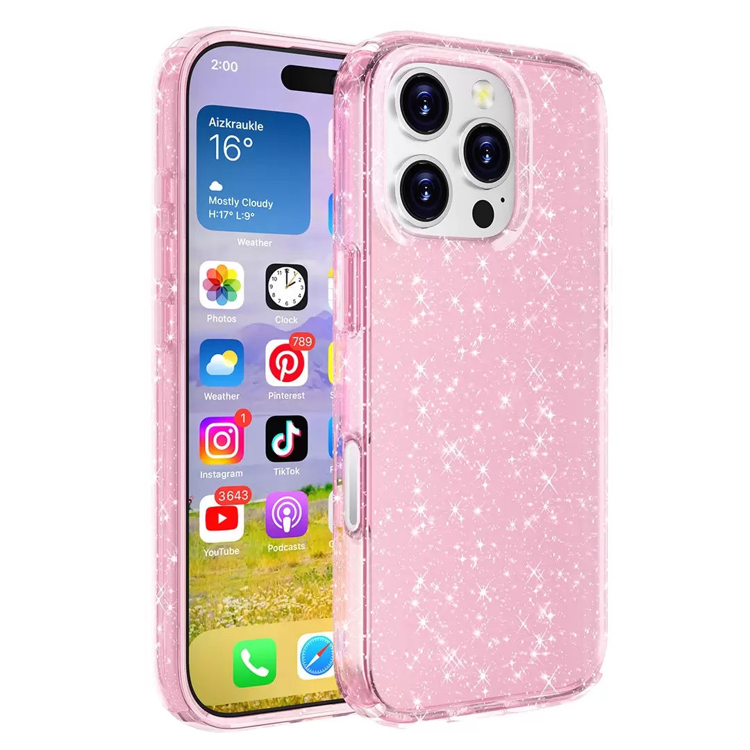 iPhone 16 Pro Fleck Glitter Case Pink