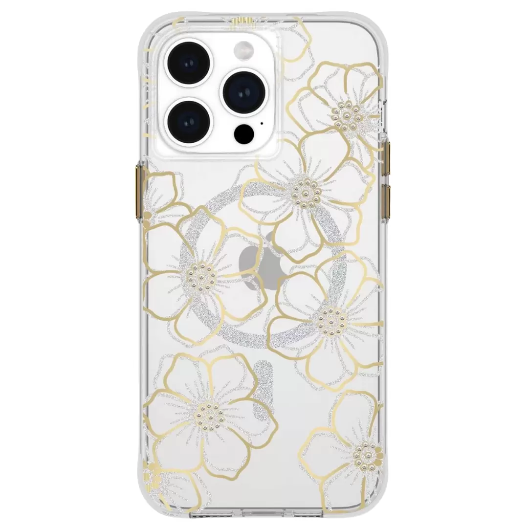 iPhone 16 Designed Case MagSafe Gold and Sliver Floral Harmony