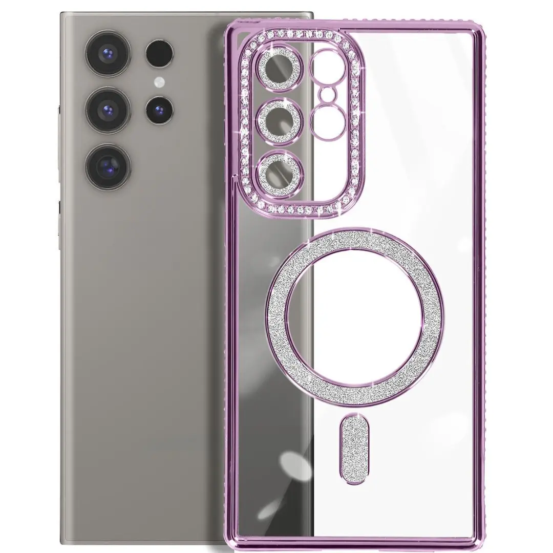 Samsung Galaxy S25 Ultra Magsafe Clear Case Diamond with Camera Protection Purple