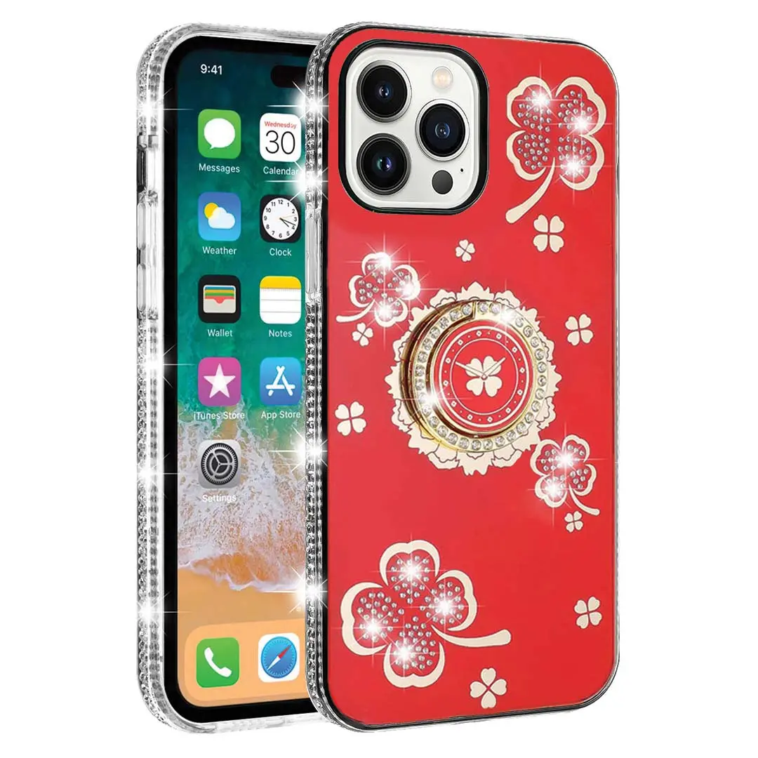 iPhone 13 Pro Max/iPhone 12 Pro Max Bling Diamond Lucky Case Red