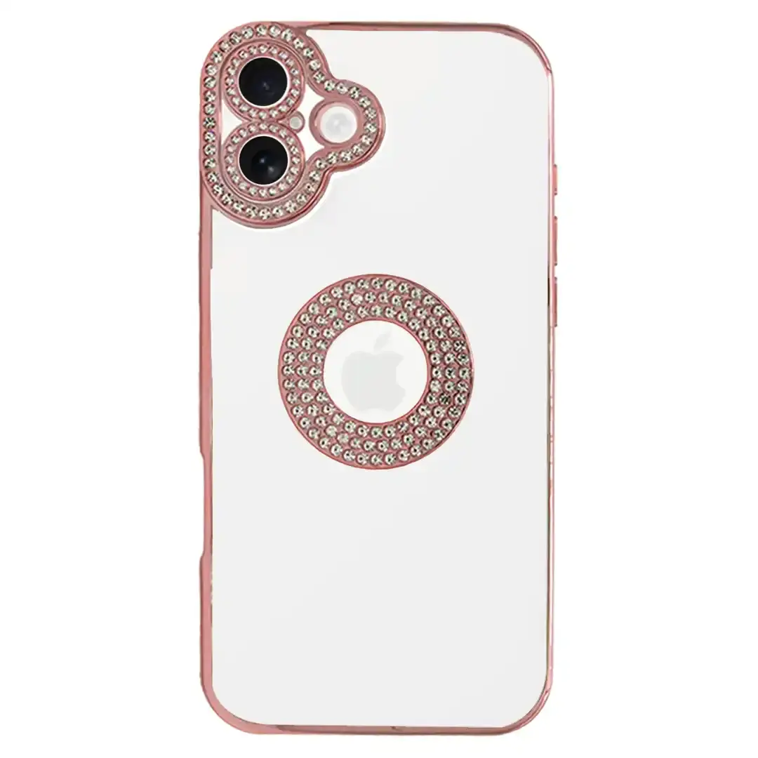 iPhone 16 Clear Case Diamond with Camera Protection Rose Gold