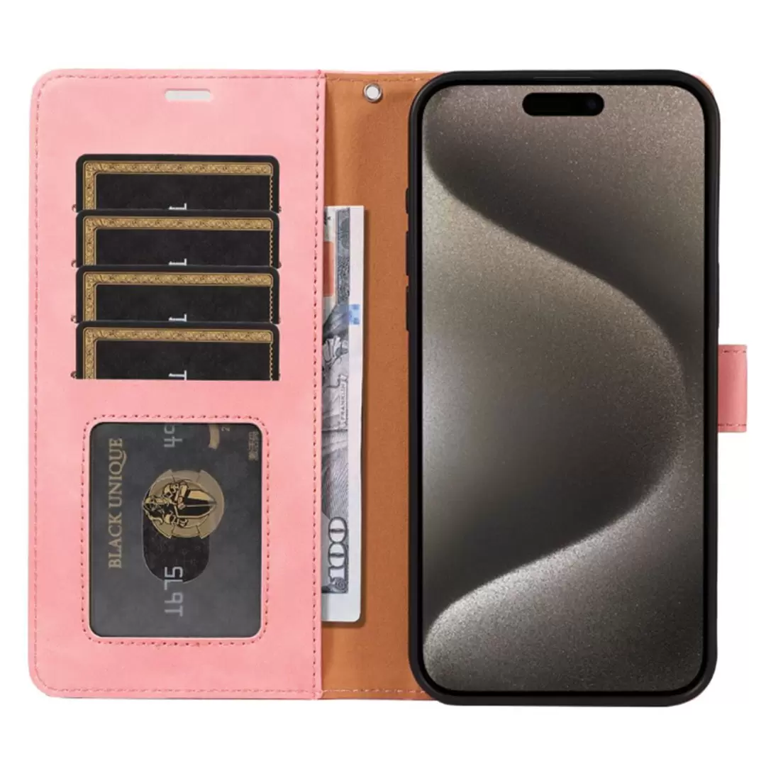 iPhone 15 Pro Max/iPhone 14 Pro Max PU Leather Wallet Case Pink