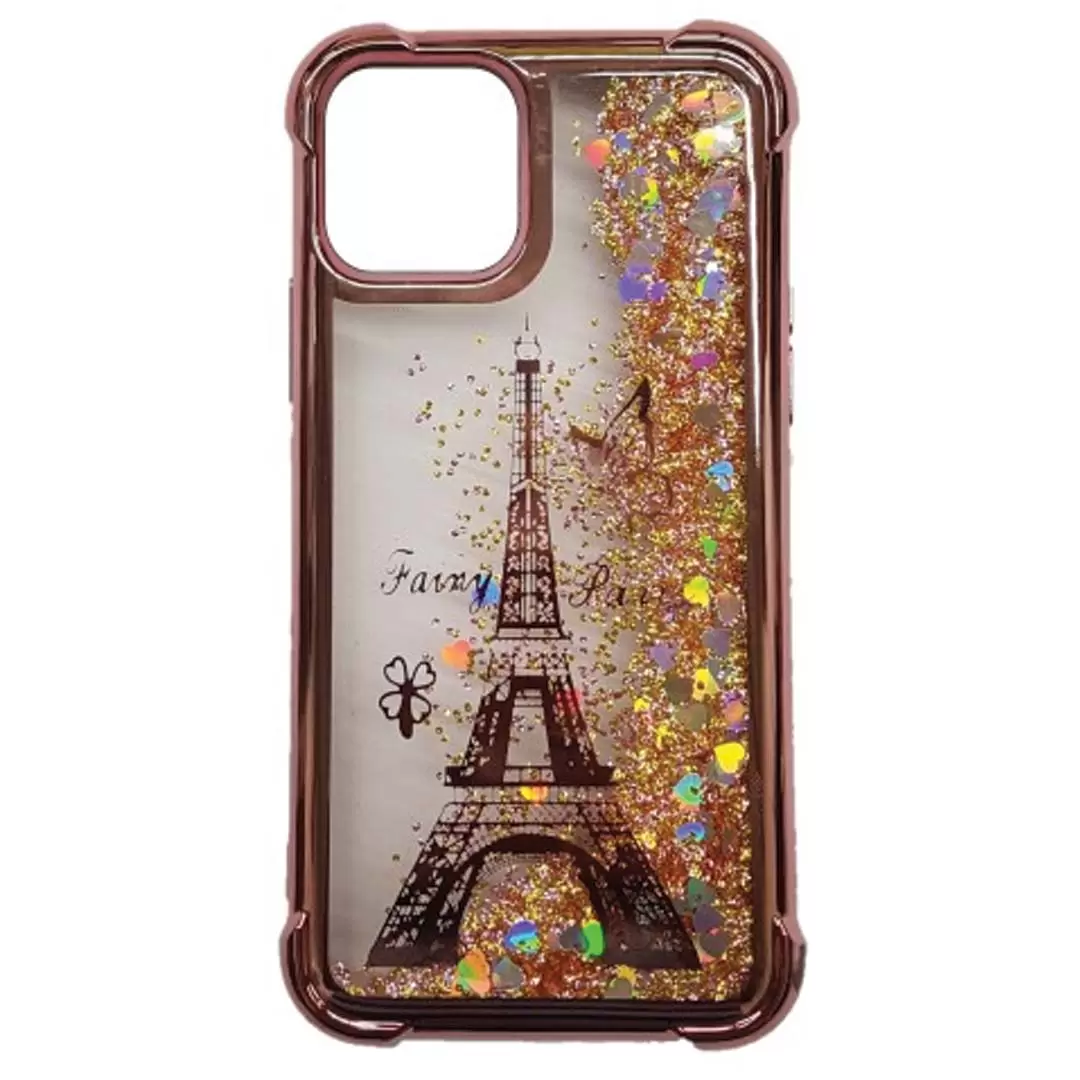 iPhone 15 Pro/iPhone 14 Pro Waterfall Protective Case Rose Gold Eiffel Tower