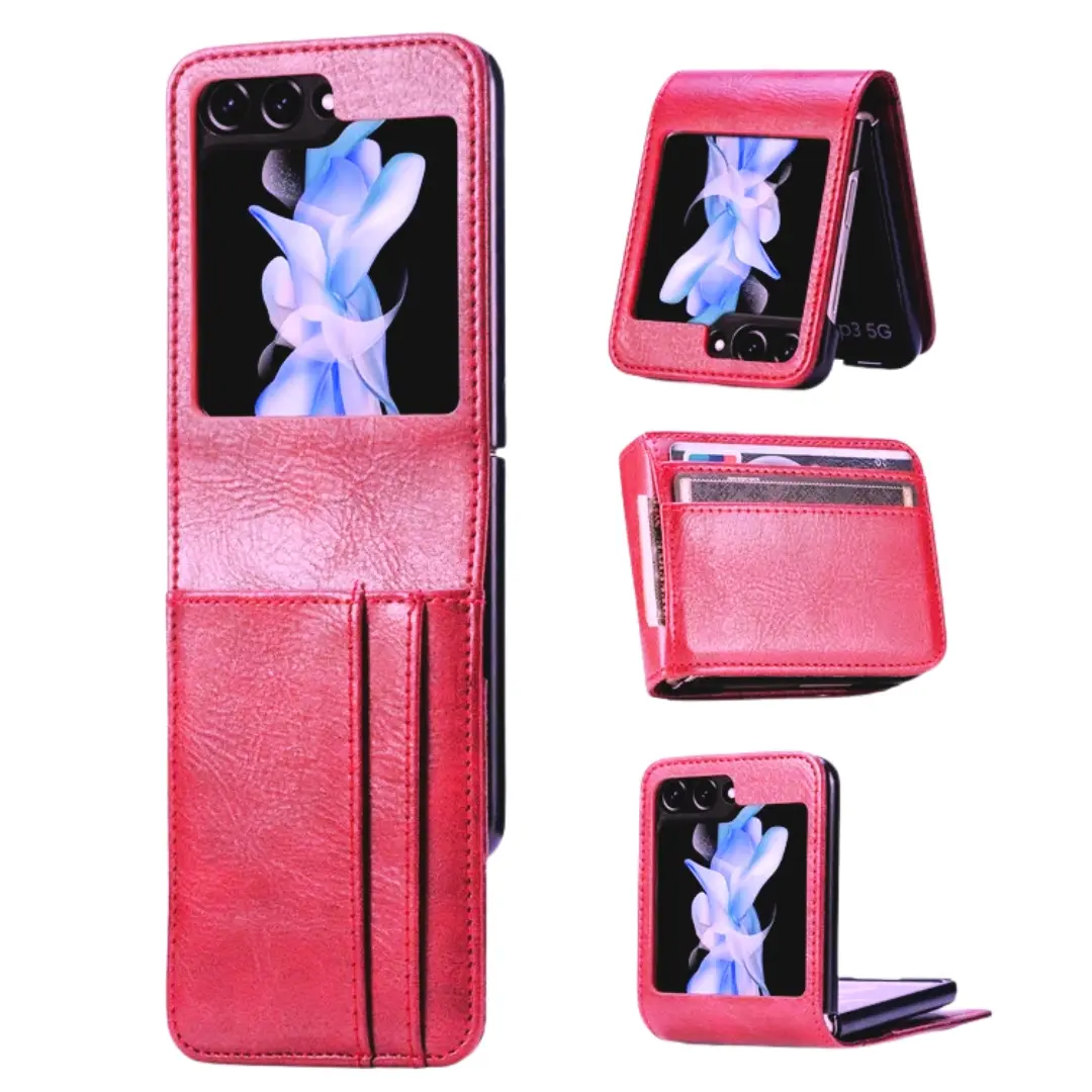 Samsung Galaxy Z Flip 7 PU Leather Wallet Case Red