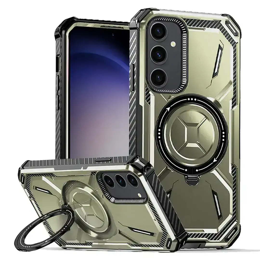 Samsung Galaxy S24 FE Magsafe Tough Hybrid Kickstand Case Dark Green
