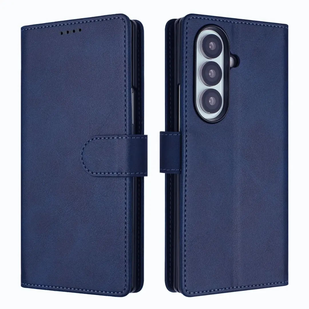 Samsung Galaxy Z Fold 7 PU Leather Wallet Case Blue