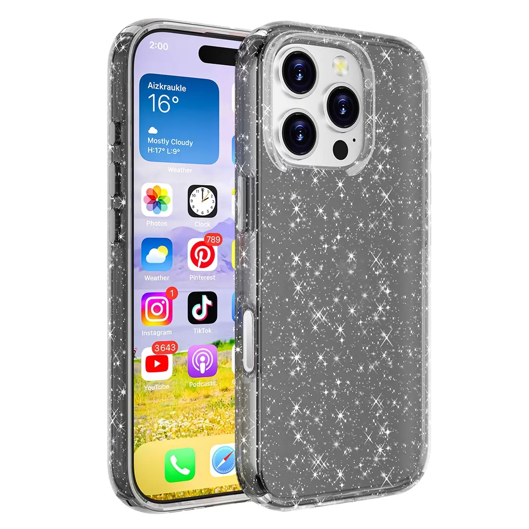 iPhone 16 Pro Fleck Glitter Case Black