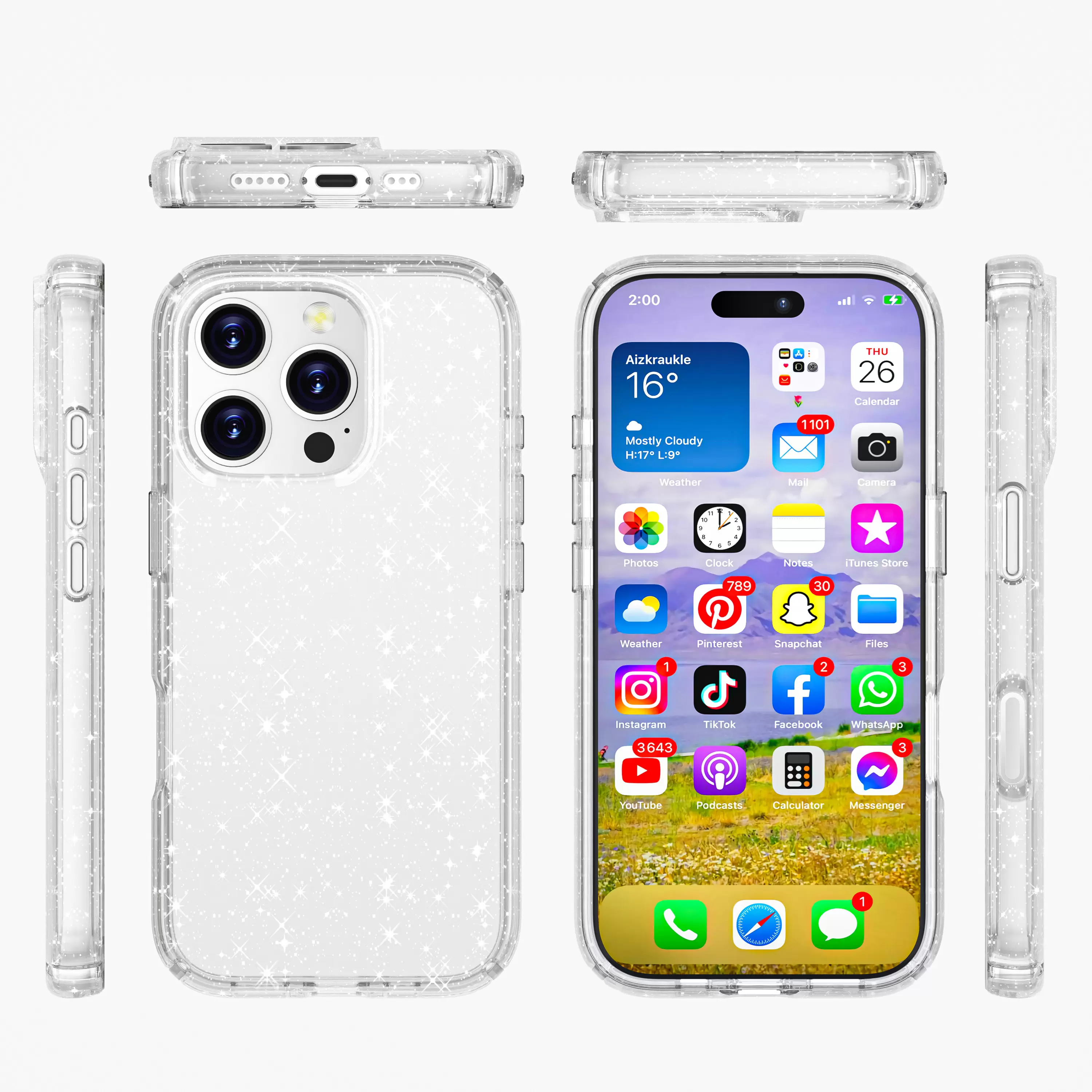 iPhone 15 Pro/iPhone 14 Pro Fleck Glitter Case Clear