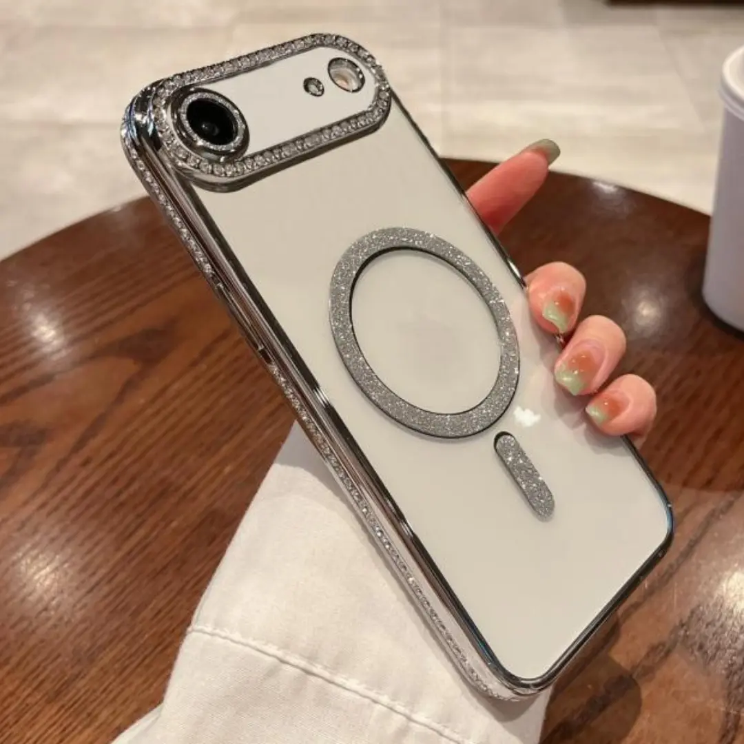 iPhone 17 Air Magsafe Clear Case Diamond with Camera Protection Silver