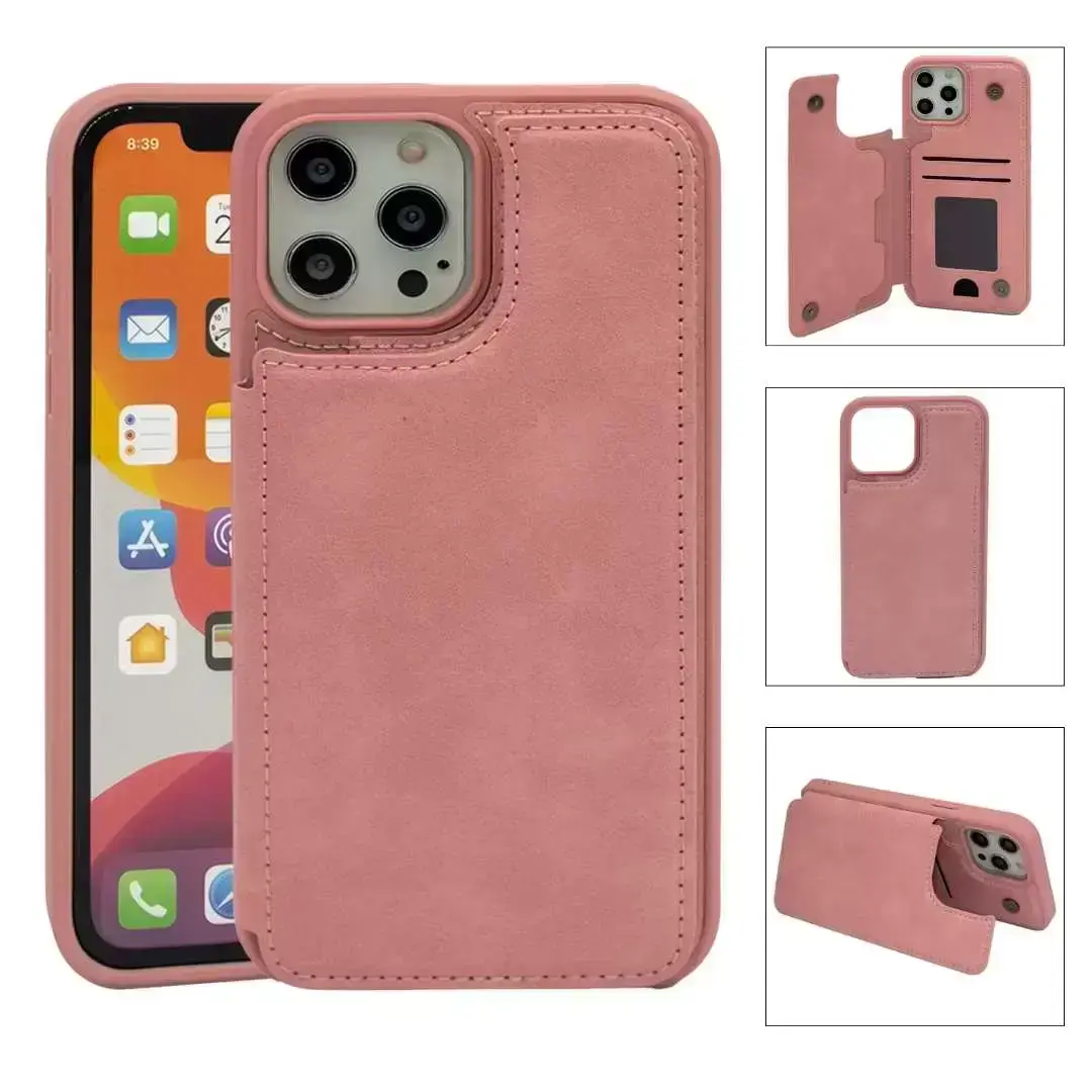 iPhone 15/iPhone 14/iPhone 13 Modern Card Holder Case Pink