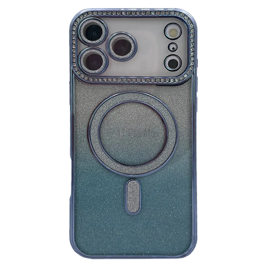 iPhone 17 Pro Max Magsafe Clear Case Diamond with Camera Protection Blue