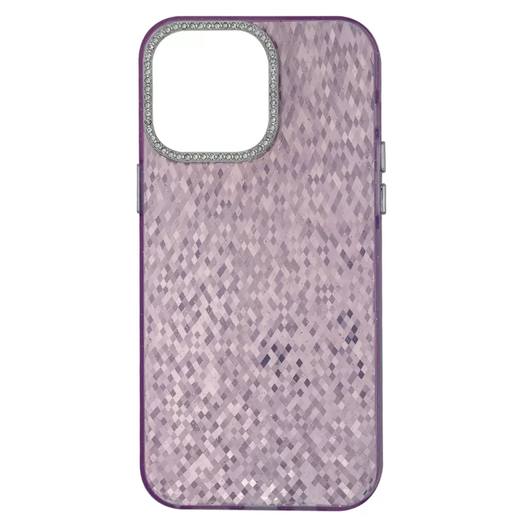 iPhone 15 Pro Max/iPhone 14 Pro Max Shiny Mosaic Rhombus Case Purple