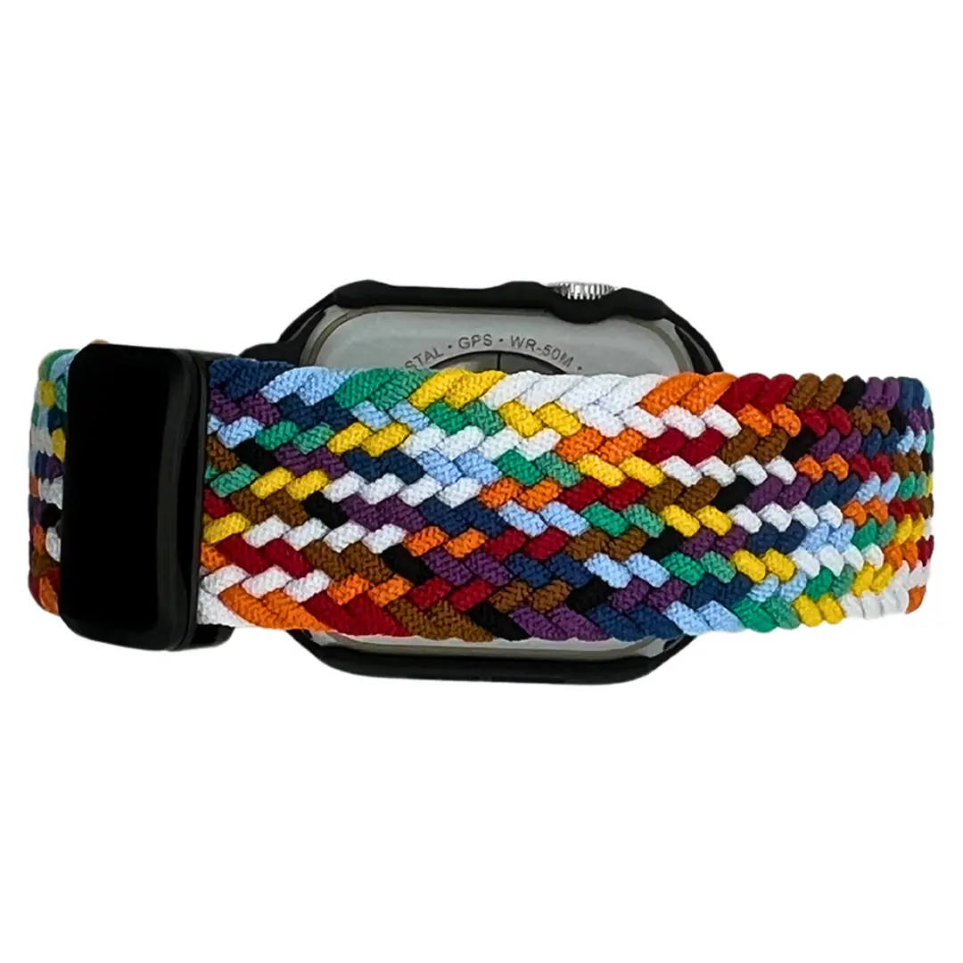 Apple Watch Band Weaving Rainbow Colors Black 42/44/45/46/49