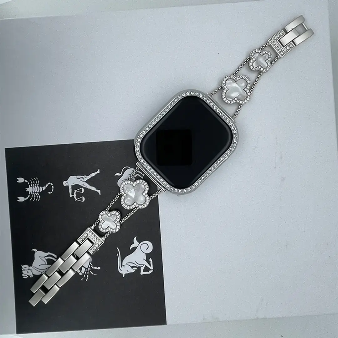 Apple Watch S10 42mm case Single Row Diamond Silver