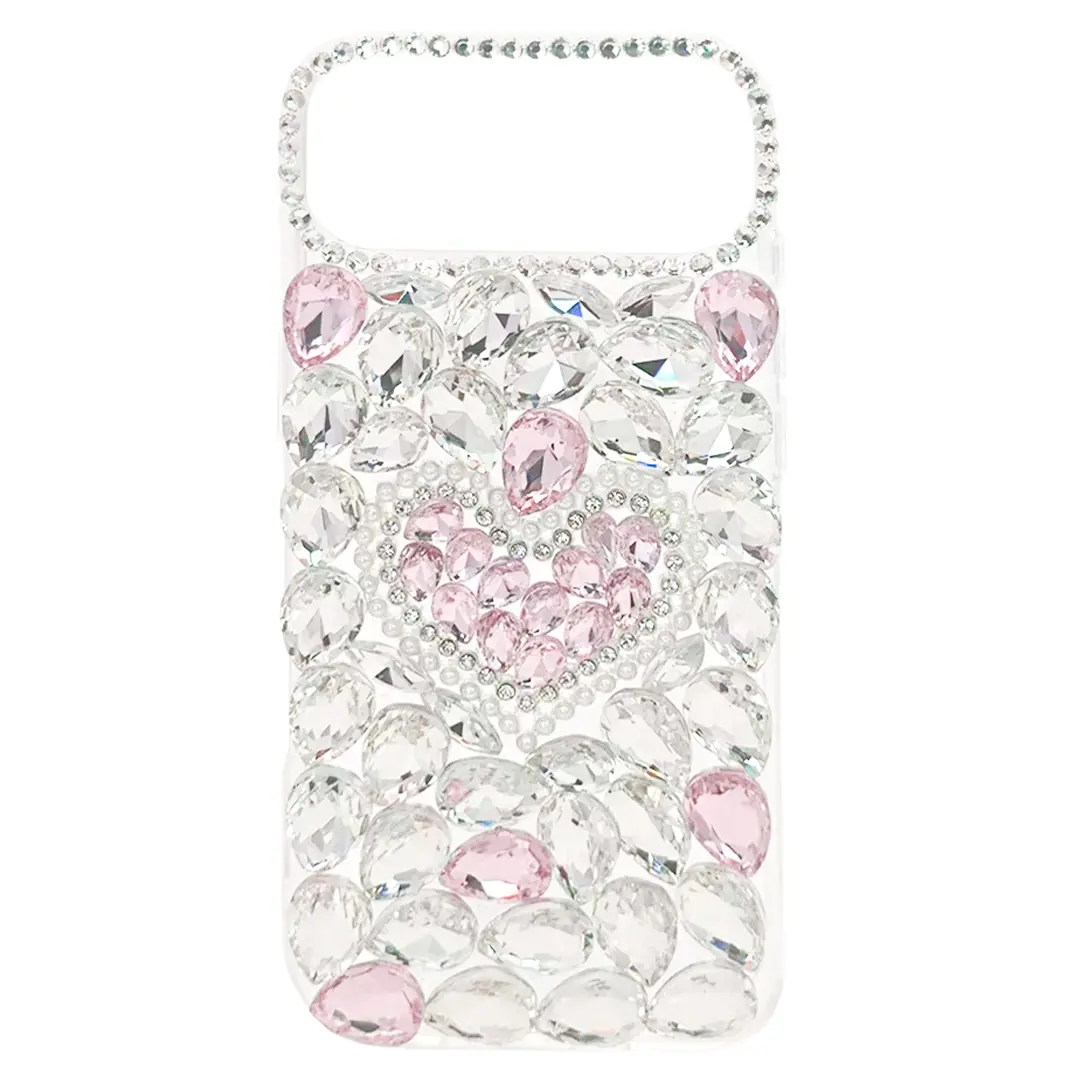 iPhone 17 Air Dream Crystal Love Full Diamond with Ornaments TPU Case Pink
