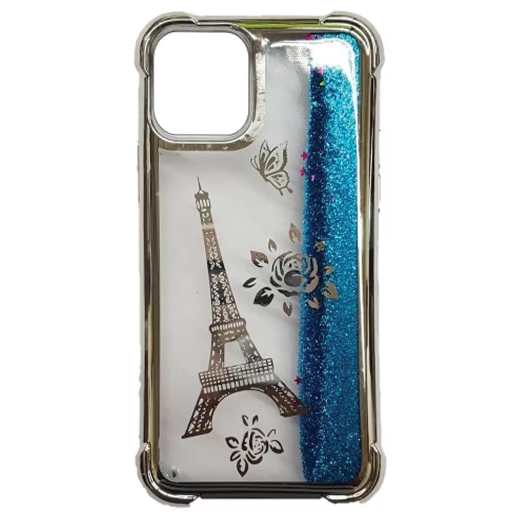 iPhone 12 Pro Max Waterfall Protective Case Silver Eiffel Tower