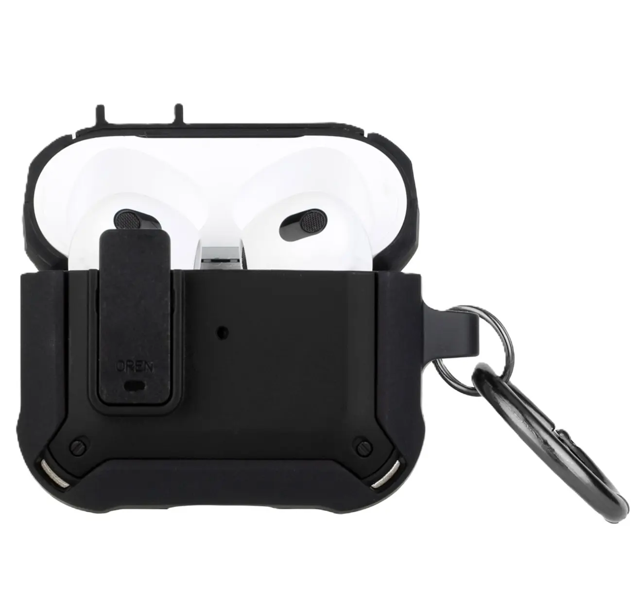 Airpods 4 Shock Proof Hybrid With Hook Case Black