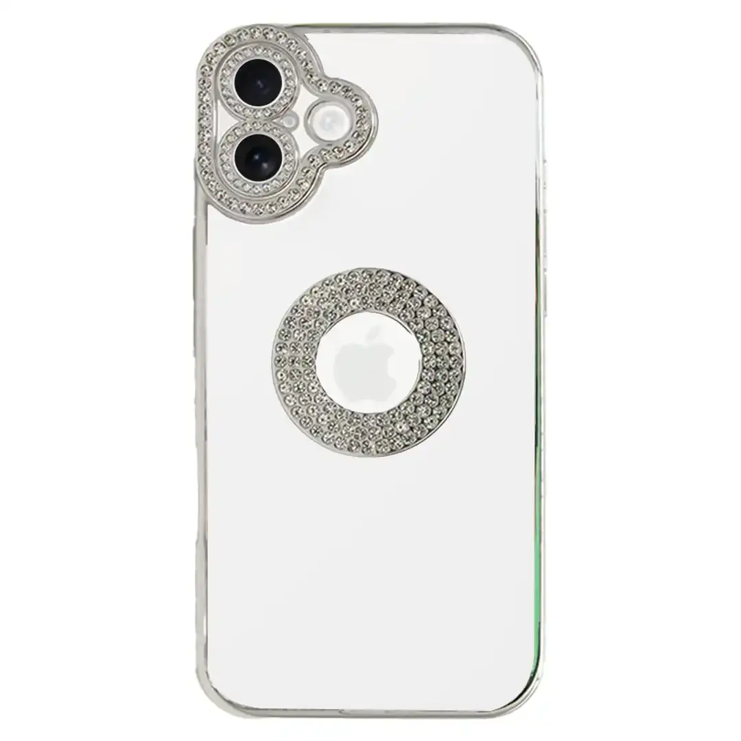 iPhone 16 Clear Case Diamond with Camera Protection Silver