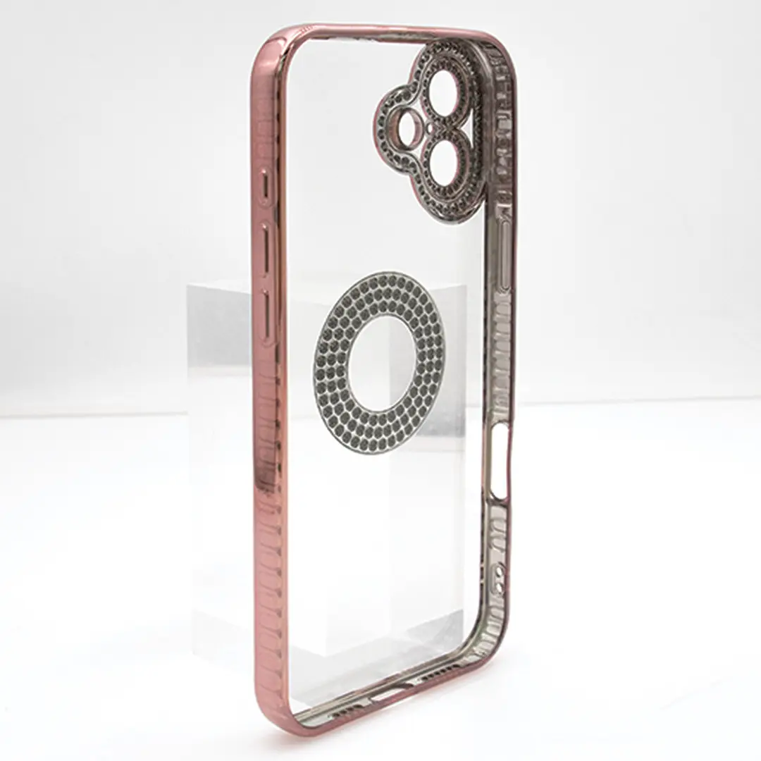 iPhone 16 Plus Clear Case Diamond with Camera Protection Rose Gold