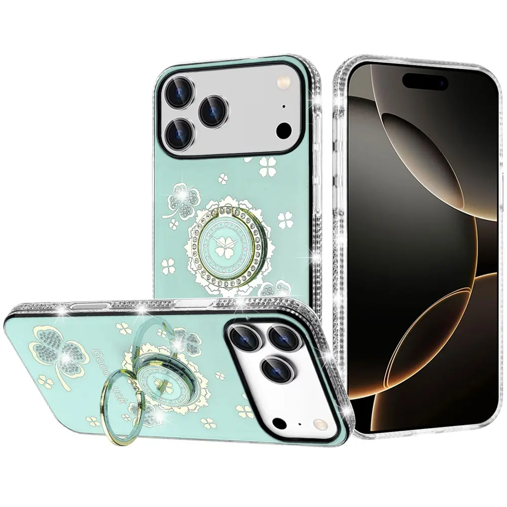 iPhone 17 Pro Bling Diamond Lucky Case Green
