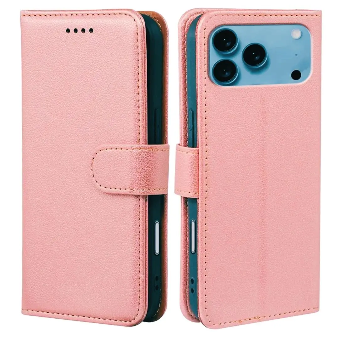 iPhone 17 Pro Max PU Leather Wallet Case Pink