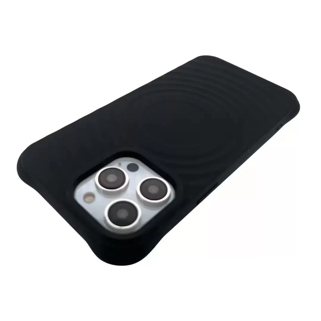 iPhone 16 Pro Max Magsafe Water Ripple Silicone Case Black