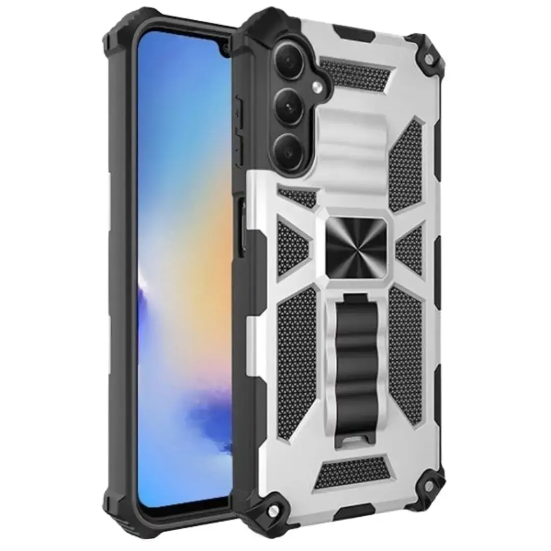 Samsung Galaxy A36 Vertical Kickstand TPU Corner Edges Case Silver