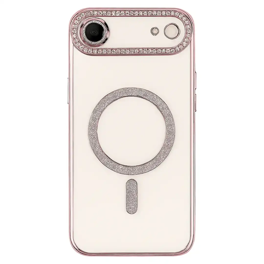 iPhone 17 Air Magsafe Clear Case Diamond with Camera Protection Rose Gold