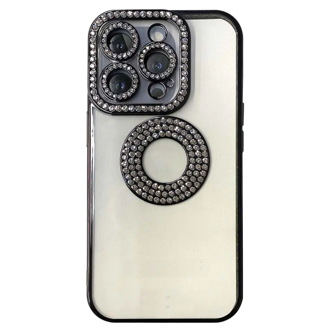 iPhone 15 Pro Max/iPhone 14 Pro Max Clear Case Diamond with Camera Protection Black