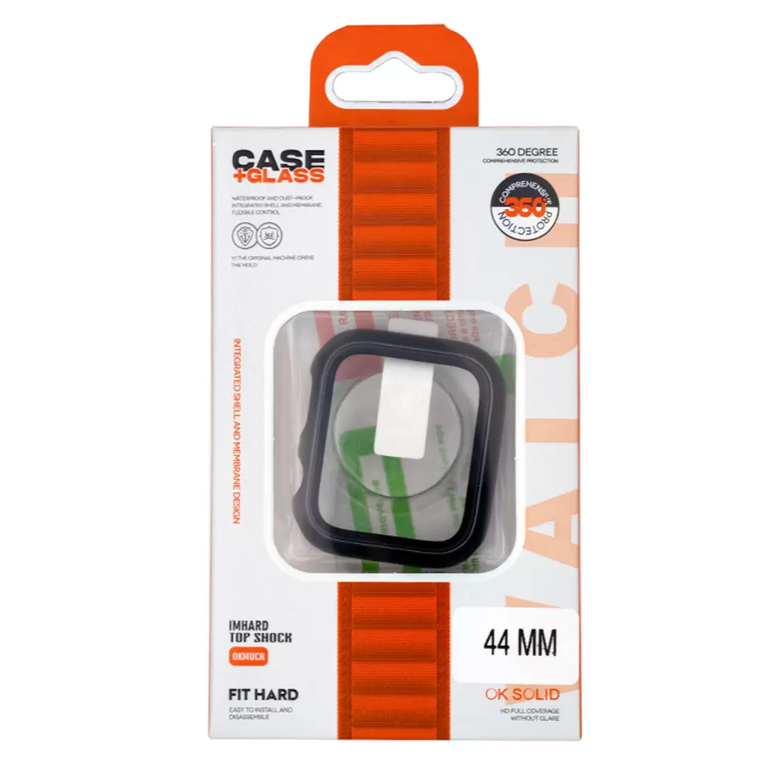 Apple Watch Case_ 44mm Black [with Tempered Glass Protection]