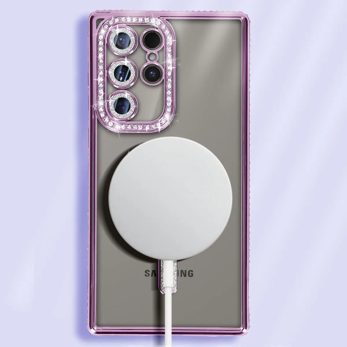 Samsung Galaxy S25 Ultra Magsafe Clear Case Diamond with Camera Protection Purple