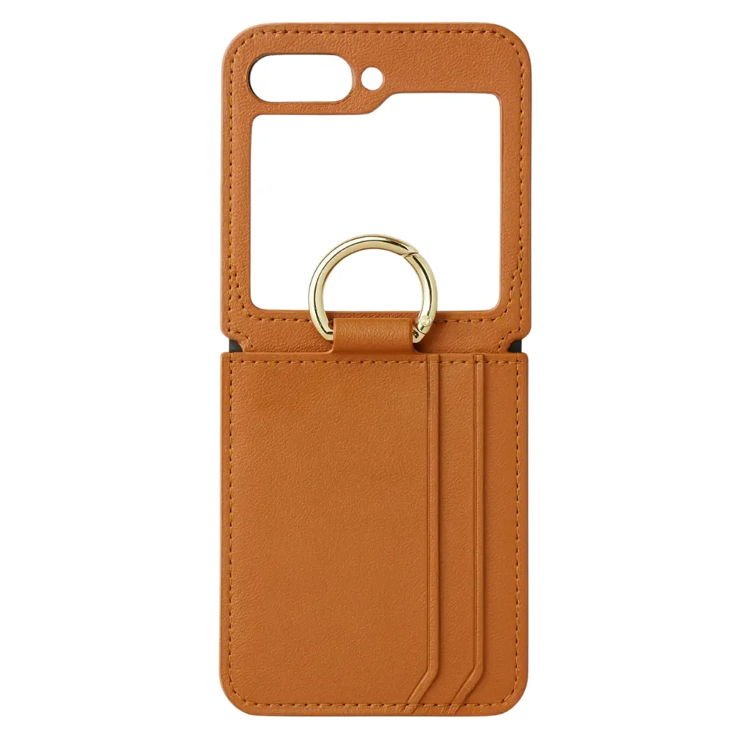 Samsung Galaxy Z Flip 7 PU Premio Card Holder Case Brown