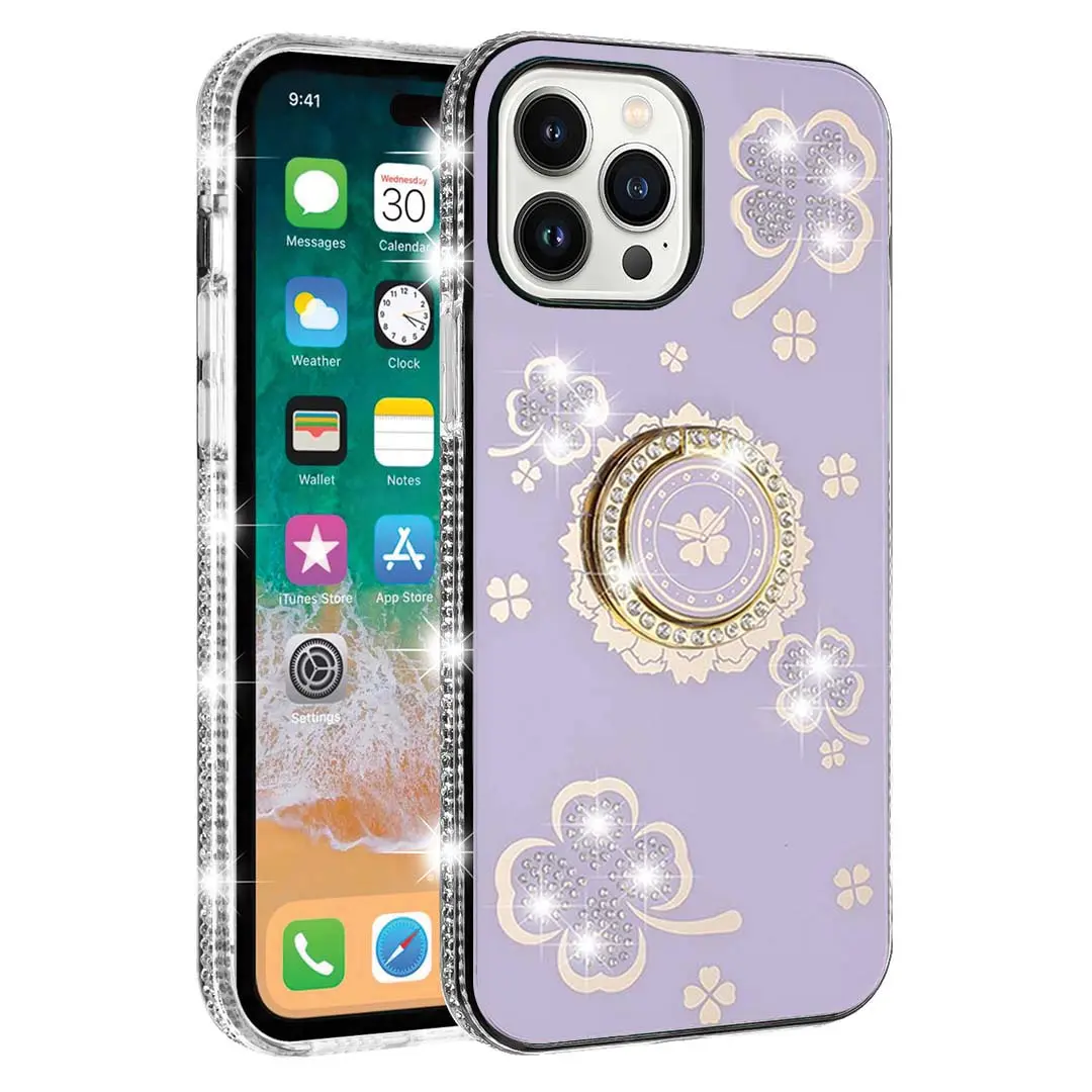 iPhone 13 Pro Max/iPhone 12 Pro Max Bling Diamond Lucky Case Purple