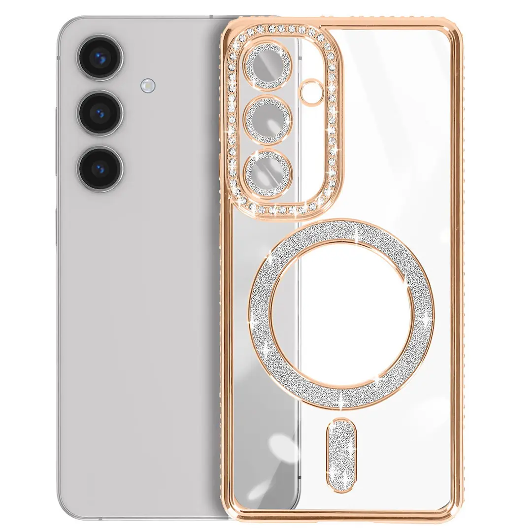 Samsung Galaxy S25/S24 Magsafe Clear Case Diamond with Camera Protection Gold