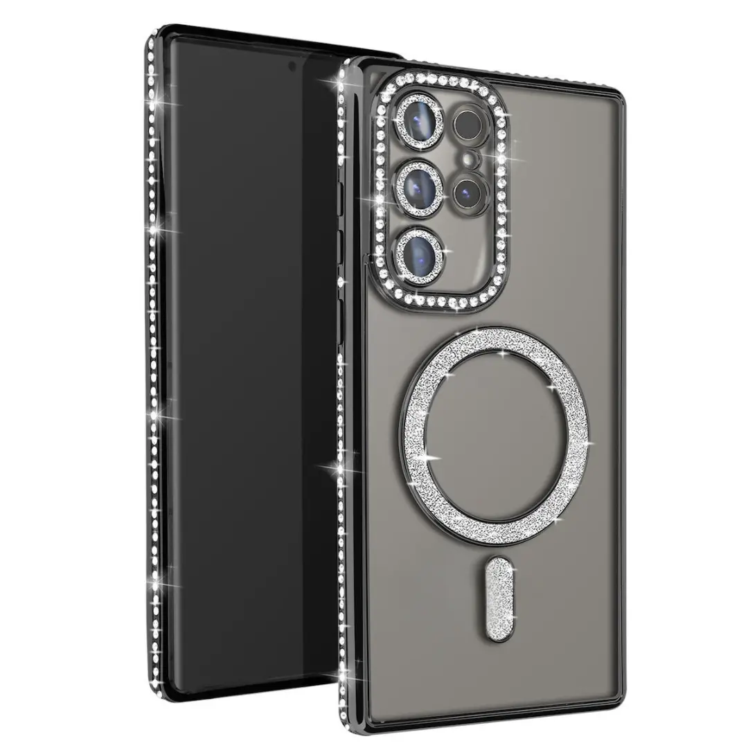 Samsung Galaxy S25 Ultra Magsafe Clear Case Diamond with Camera Protection Black