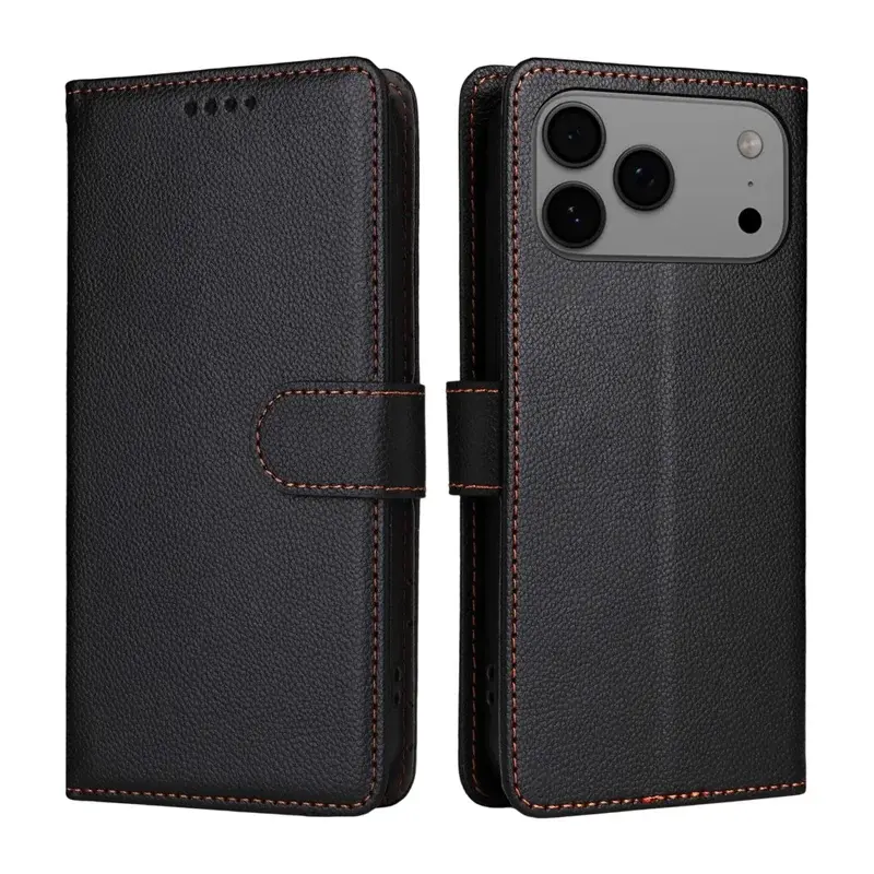 iPhone 17 Pro PU Leather Wallet Case Black