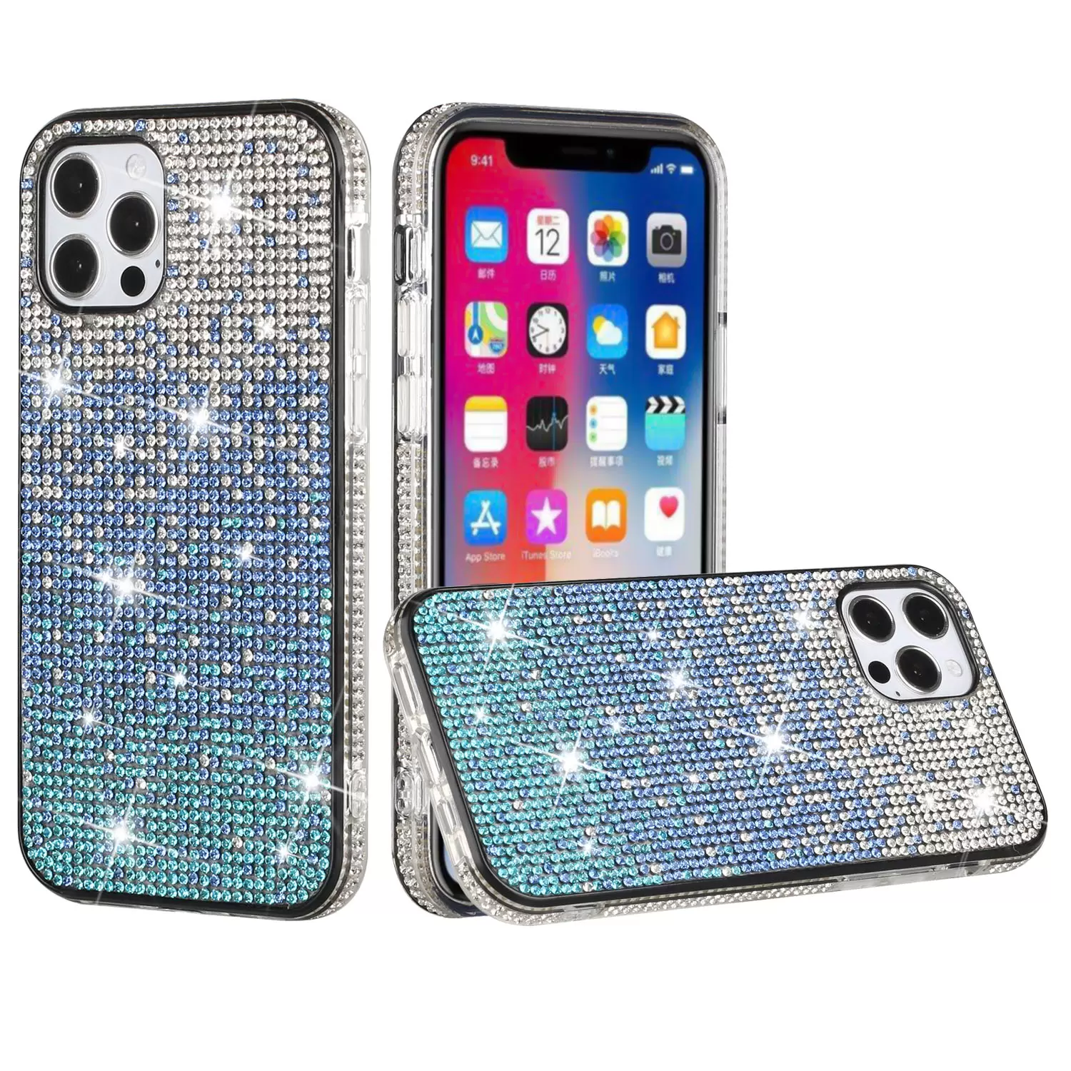 iPhone 13 Pro Max/iPhone 12 Pro Max Bling Party Diamond Blue