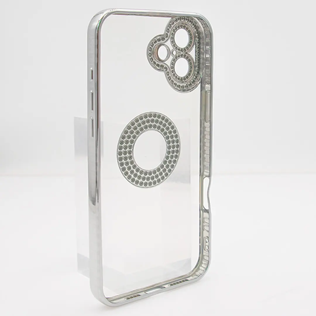 iPhone 16 Clear Case Diamond with Camera Protection Silver