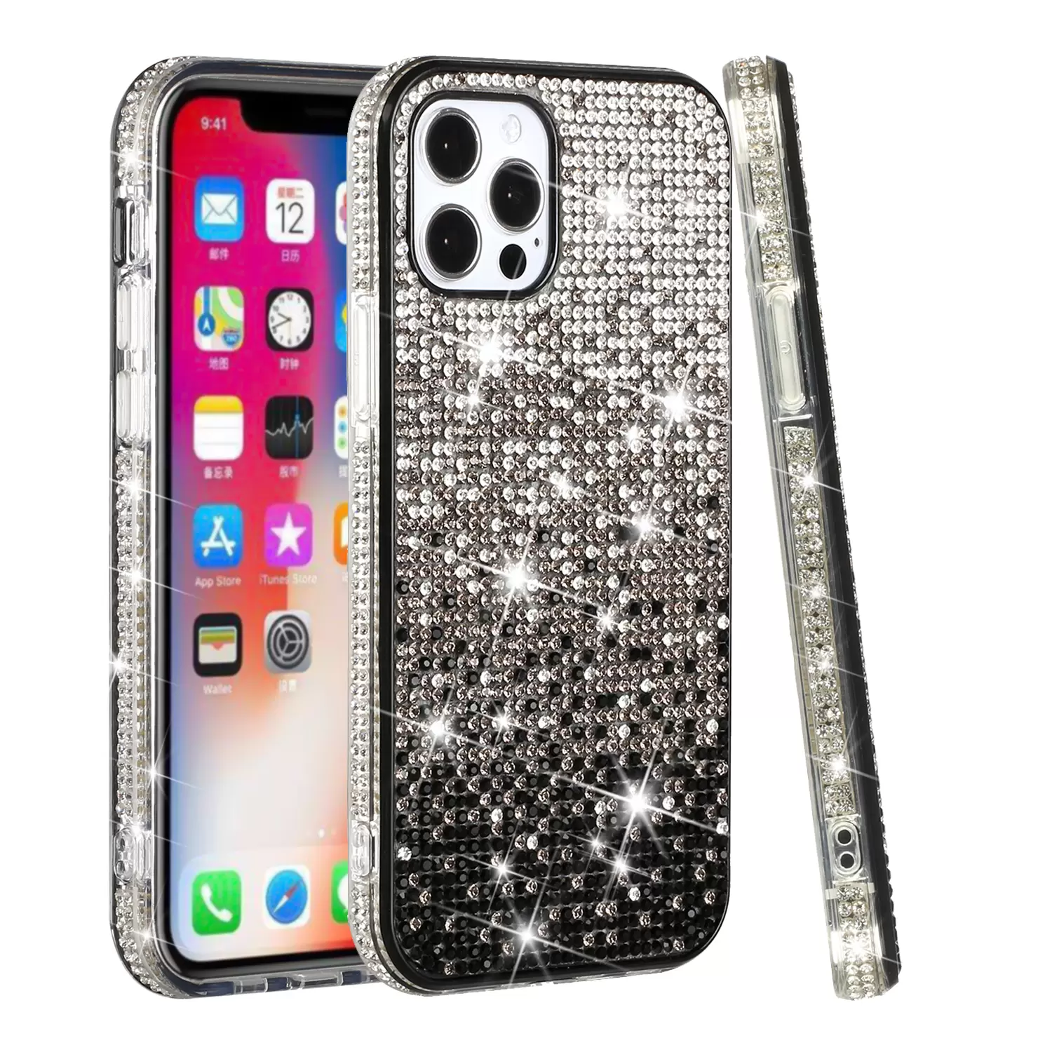 iPhone 13 Pro Max/iPhone 12 Pro Max Bling Party Diamond Black