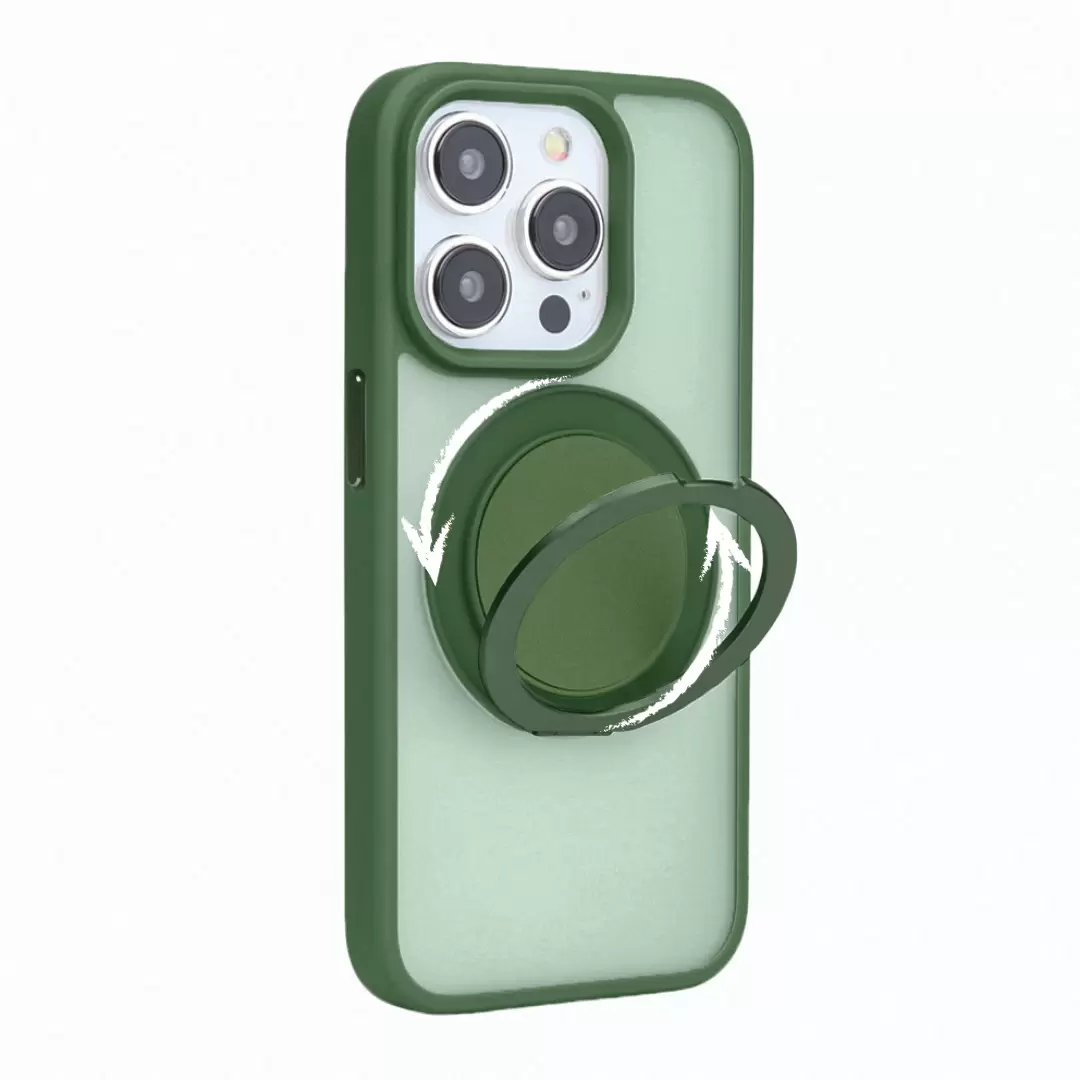 iPhone 15/iPhone 14/iPhone 13 MagSafe Cam Smoke Rotating Kickstand Green